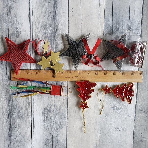 Miscellaneous Lot of Star and Tree Ornaments or package toppers - Picture 2 of 2